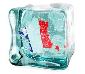 Poster - french map frozen in ice cube, 3d rendering