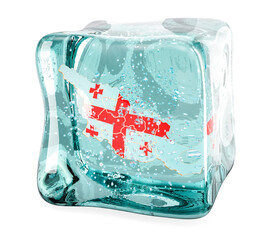 Poster - georgian map frozen in ice cube, 3d rendering