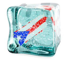 Poster - puerto rican map frozen in ice cube, 3d rendering