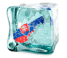 Poster - slovak map frozen in ice cube, 3d rendering