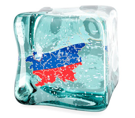 Poster - slovenian map frozen in ice cube, 3d rendering