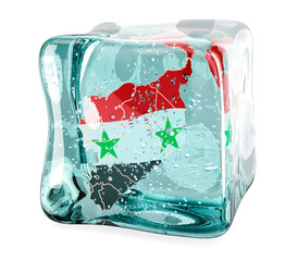 Poster - syrian map frozen in ice cube, 3d rendering
