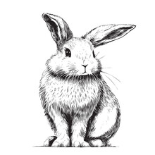 Cute Rabbit Hand Drawn Sketch.Vector Illustration.