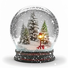 3d christmas snow globe on isolated white background. Holiday, celebration, december, merry christmas. Generative AI