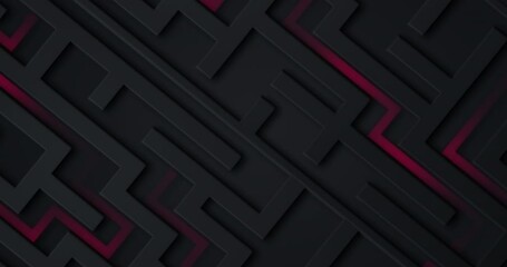 Wall Mural - 4k black grey maze with red purple fluid diagonal lines. abstract luxury gradient background. geomet