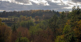 Fototapeta Na ścianę - Krajobraz las na horyzoncie i piękne zachmurzone niebo.	
