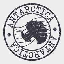 Antarctica Silhouette Postal Passport. Stamp Round Vector Icon. Design Travel Postmark. 