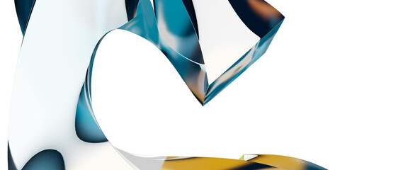Poster - yellow and blue abstract blue and navy blue wave background, 3d rendering wavy wallpaper