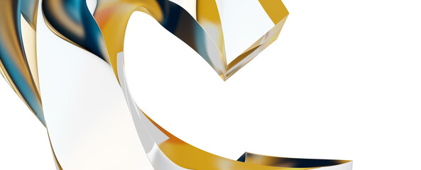 Poster - yellow and blue abstract blue and navy blue wave background, 3d rendering wavy wallpaper