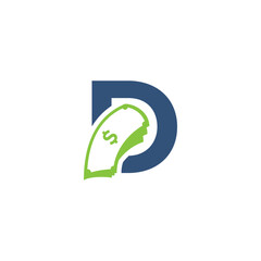 Wall Mural - letter D logo with money vector