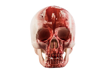 Wall Mural - Human skull in blood isolated on white background with clipping path