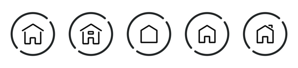 Poster - Minimal modern home, homepage, base, main page, house push button icon emblem symbol, sign. 3d blue home icon. Mobile app icons. Device UI UX mockup. Isolated vector elements.