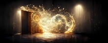 Particle Effect Magical Portal Hyper Realistic. AI Generated Art Illustration.