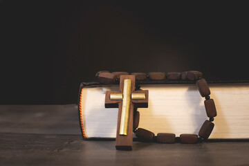 Wall Mural - Book and cross on the table