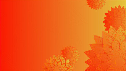 Wall Mural - Flower mandala on orange background. Festive folk floral illustration