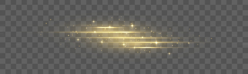 Leinwandbilder - Yellow soft horizontal neon lines and lights. Set of abstract lens flares. Flash gold line motion. Laser sparkle beams, glowing speed rays, dust sparks light effect. Luminous sparkling lined. Vector