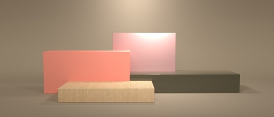Poster - Abstract 3D render of empty podium stage platform blocks