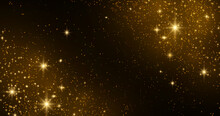 Glitter Particles Effect. Gold Glittering Space Star Dust Trail Sparkling Particles On Transparent Background. Stock Royalty Free Vector Illustration. PNG