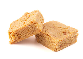 Wall Mural - A Piece of Peanut Butter Fudge Isolated on a White Background