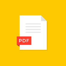 Pdf File Document Flat Vector Design Illustration On Yellow Background