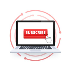 Aufkleber - subscribe button. blogging, promotion. social media concept. streaming video. vector stock illustrat