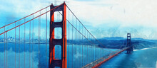 View Of The Golden Gate Bridge, Panoramic View