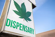 Cannabis dispensary sign, marijuana leaf, logo, legal marijuana, business