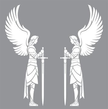 White Angels with Long Sword, Stand Guard