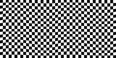 Poster - Large black and white checkered canvas. Slightly curly checkered fabric. Seamless tile pattern for interior design and print.
