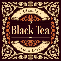 Black Tea - ornate vintage decorative label