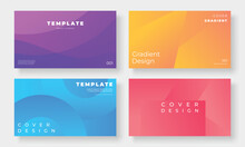 Set Of Template Background Design Vector. Collection Of Creative Abstract Gradient Vibrant Colorful Curve, Geometric Shape Background. Design Illustration For Business Card, Cover, Banner, Wallpaper.