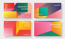 Set Of Template Background Design Vector. Collection Of Creative Abstract Gradient Vibrant Colorful Perspective Geometric Shape Background. Art Design For Business Card, Cover, Banner, Wallpaper.