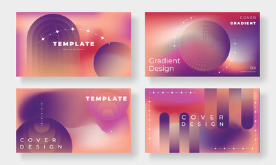 Set of template background design vector. Collection of creative trendy vibrant abstract gradient circle, curve, round, sparkling, blurred background. Design for business card, cover, banner, poster.