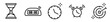 Conjunto de iconos de relojes de tiempo. Diferentes relojes para medir el tiempo. Alarma, reloj de arena. Ilustración vectorial