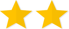RATING ICON TWO YELLOW STARS WITH SHADOW, PNG