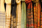 Fototapeta  - Pallet of vivid and colorful Indian fabric, India textile.