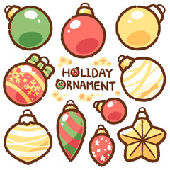 Wall Mural - holiday ornament cartoon drawing set