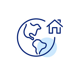 Wall Mural - home icon on earth globe. user location icon. pixel perfect, editable stroke art