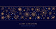 © cartoon-IT - Merry Christmas greeting card elegant with fireworks, snowflakes and stars in gold and dark blue like night sky, printable in DIN lang and as banner for social media ads, web und internet