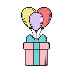 Poster - gift with balloons