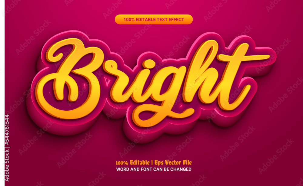 Bright 3d editable premium vector text effect Stock Vector | Adobe Stock