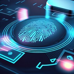 Poster - fingerprint scan provides security access with biometrics identification.fingerprint biometric ident