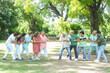 © GAJENDRRA BHATI  - Group Of Senior Indian People Playing Tug War Outdoor In Park. Retirement life.