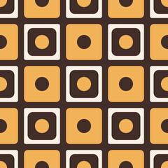 Wall Mural - Colorful geometric pattern. Vector modern vintage brown small geometric square circle random shape seamless pattern background. Use for fabric, interior decoration elements, upholstery, wrapping.
