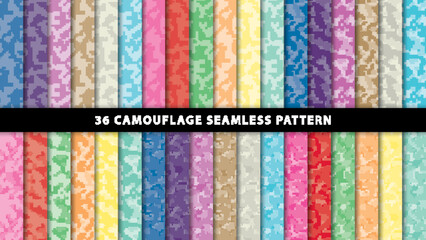 Canvas Print - Collection military and army camouflage seamless pattern