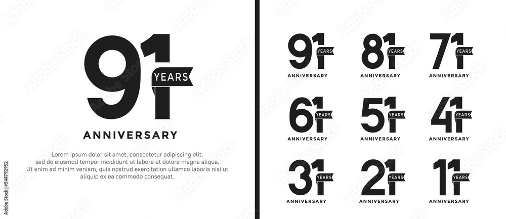 set of anniversary logo style flat black color on white background for ...