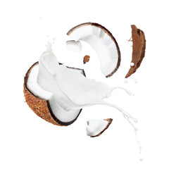 Wall Mural - Crushed coconut with milk splashes in the air