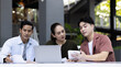 © Panithan - Meeting of asian man and woman in casual dress. Concept for working and open office.