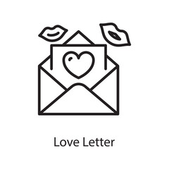 Love Letter Vector Outline Icon Design illustration. Love Symbol on White background EPS 10 File