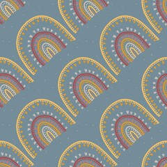 seamless pattern with rainbow in blue colour